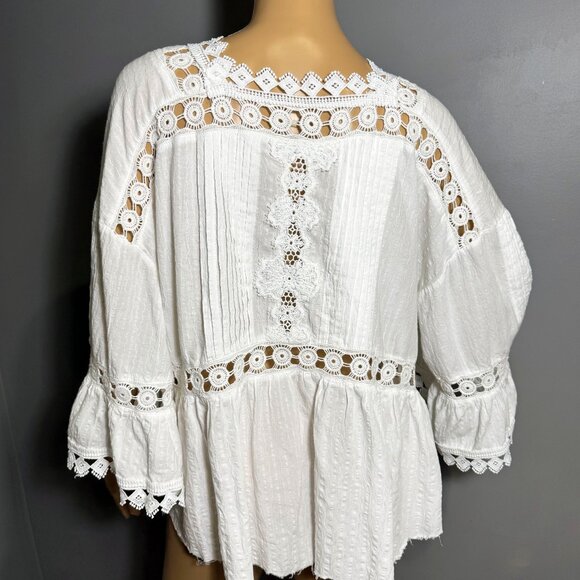 White Crochet Lace Boho Blouse - Picture 1 of 5